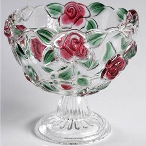 Mikasa Rose Garden Footed Bowl Germany DISCONTINUED